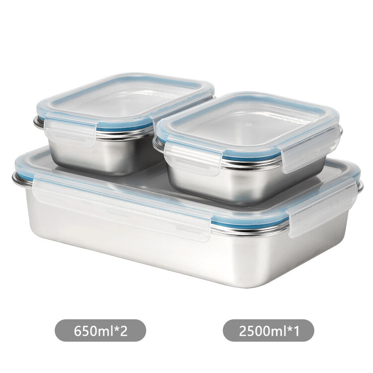 IKOO Dishwasher Safe Stackable Lightweight Stainless Steel Food Storage Container Set