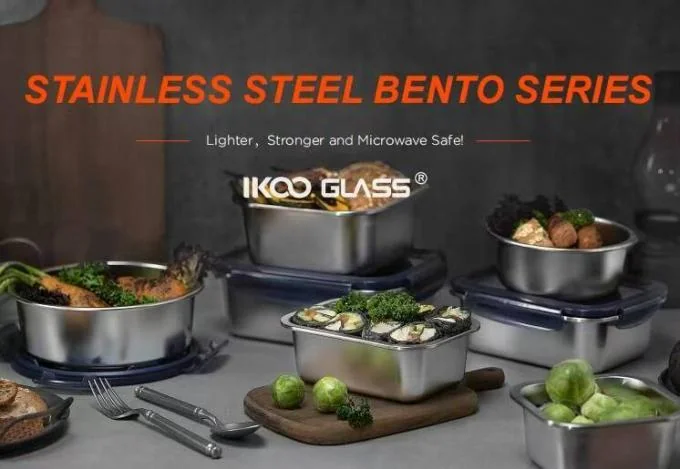 IKOO Microwave and Oven Safe Stainless Steel 304 or 316 Food Storage Container with BPA-free PP Lid 0