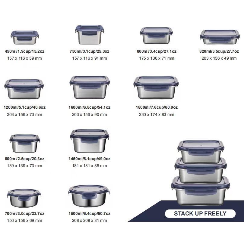 IKOO Microwave and Oven Safe Stainless Steel Meal Prep Container