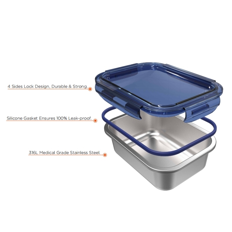 IKOO Microwave and Oven Safe Stainless Steel Meal Prep Container