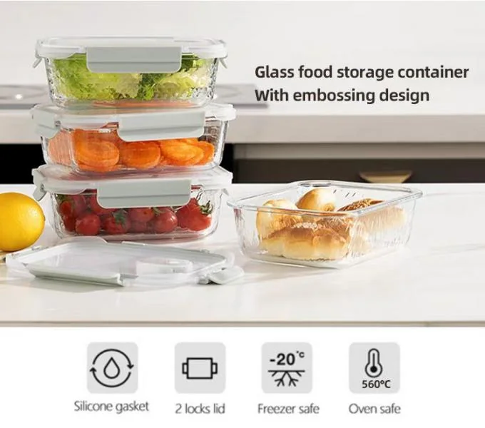 IKOO Microwave Oven and Freezer Safe Borosilicate Glass Food Container with Airtight PP Lid 0