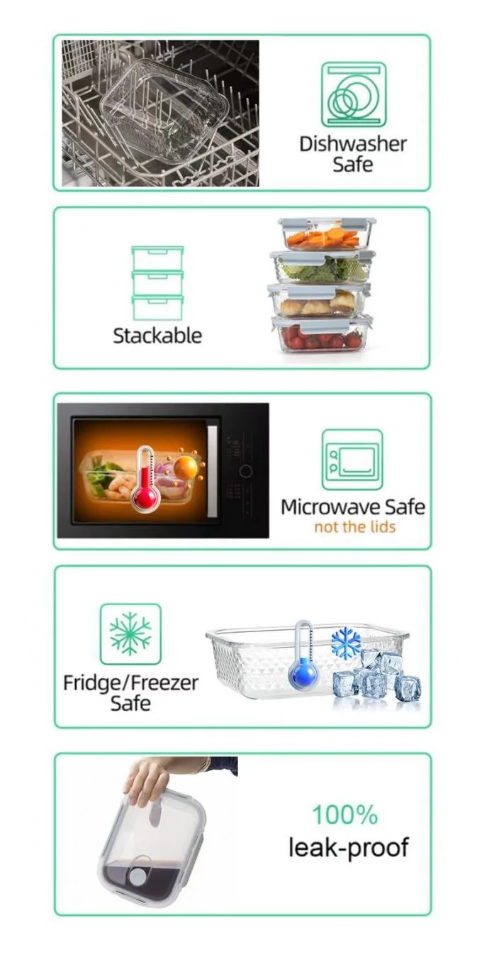 IKOO Microwave Oven and Freezer Safe Borosilicate Glass Food Container with Airtight PP Lid 1