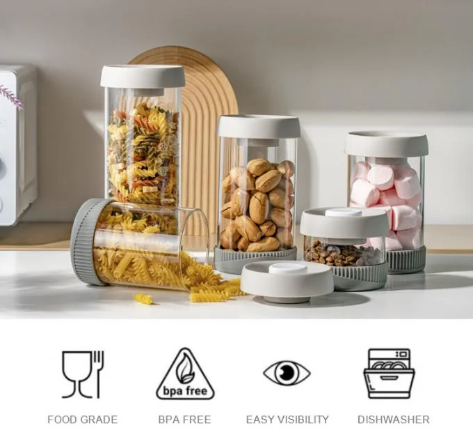 IKOO Microwave Safe Glass Canister with Vacuum Lid 380ml to 1500ml 0