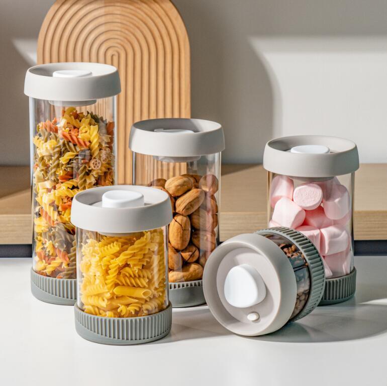 IKOO Microwave Safe Glass Canister with Vacuum Lid 380ml to 1500ml