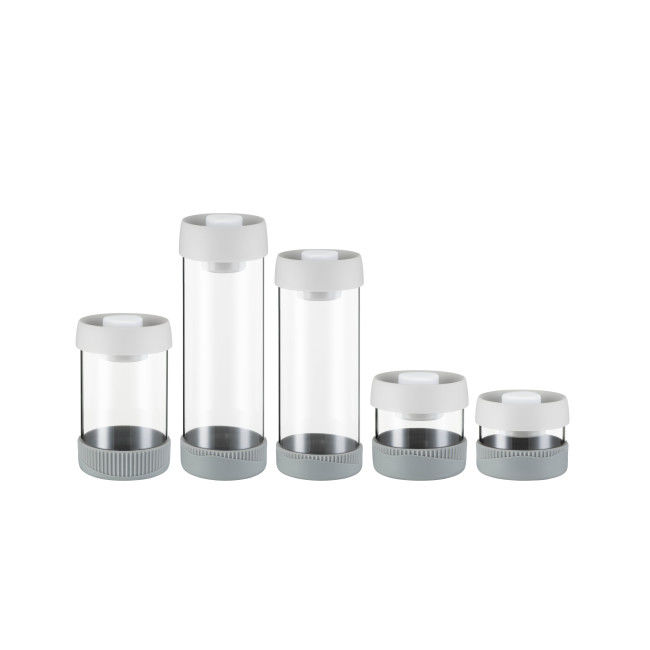 IKOO Microwave Safe Glass Canister with Vacuum Lid 380ml to 1500ml