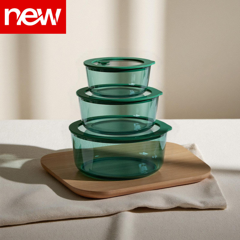 IKOO Freezer Safe Modern and Stylish Teal Color Glass Container