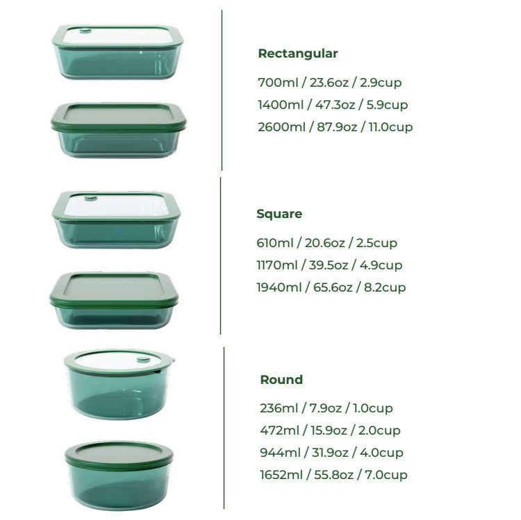 IKOO Freezer Safe Modern and Stylish Teal Color Glass Container