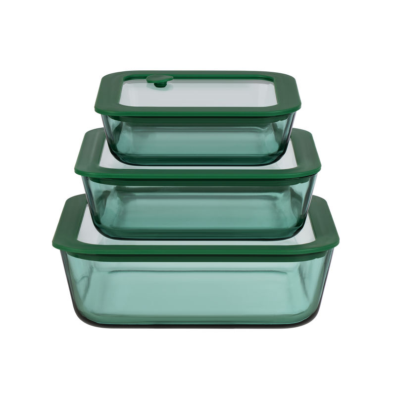 IKOO Freezer Safe Modern and Stylish Teal Color Glass Container