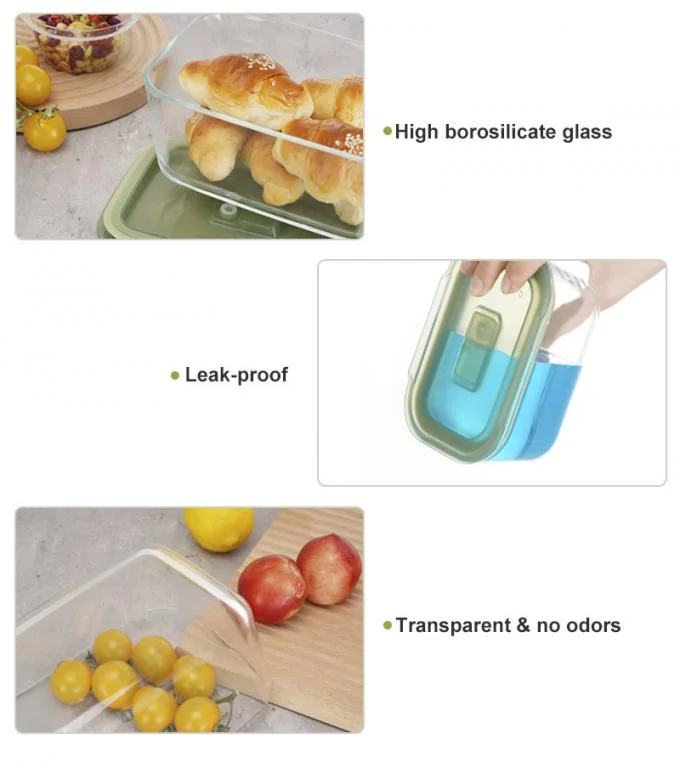 IKOO Modern and Stylish Teal Color Glass Container with PP Lid Made of High Borosilicate Glass for Food Storage 1