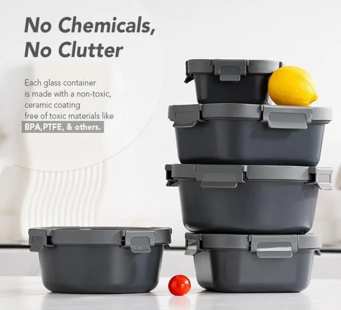 IKOO Non Toxic LFGB Certified DGCCRF Certified Glass Food Container with Tempered Glass Lid and Airtight Seal 0