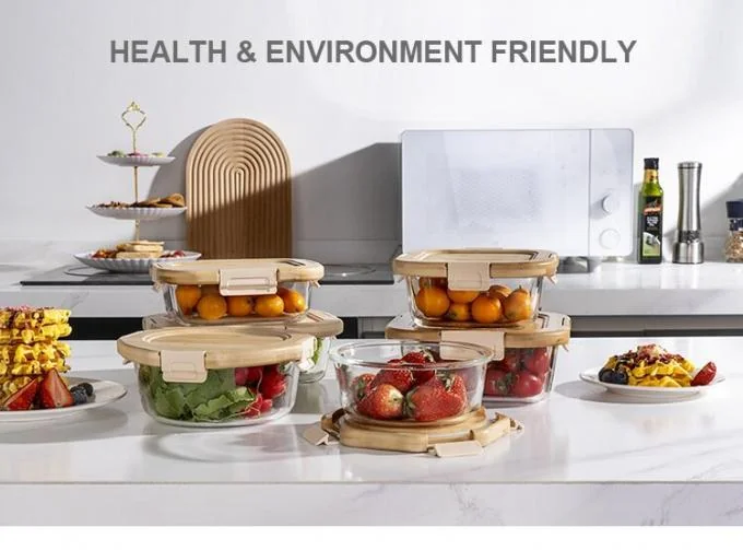 IKOO Oven Safe Transparent Glass Food Container with Bamboo Lids and Cool Lock for Secure Food Storage 0