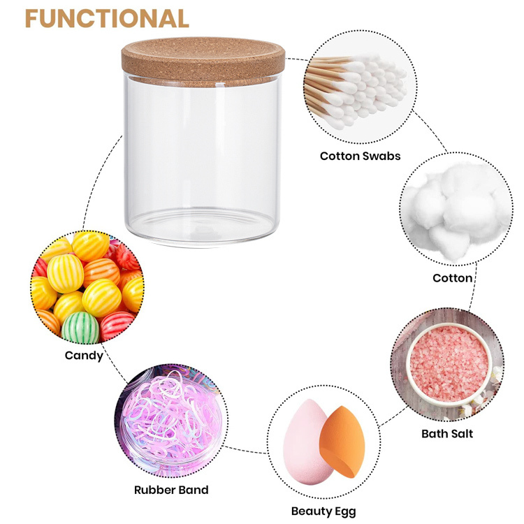 IKOO ODM Borosilicate Glass Jar with Cork Lid and Tray