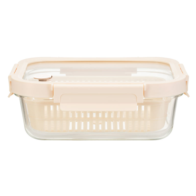IKOO Stackable Airtight Glass Food Container 1050ml with Vented Lid