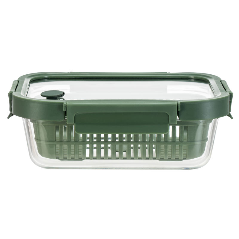 IKOO Stackable Airtight Glass Food Container 1050ml with Vented Lid
