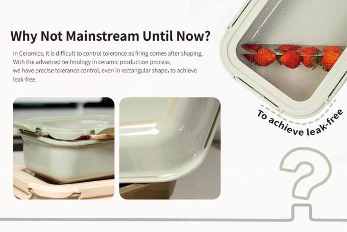 IKOO Stackable Leak-proof Microwave Safe Ceramic Food Storage Container with Glass Lid 3