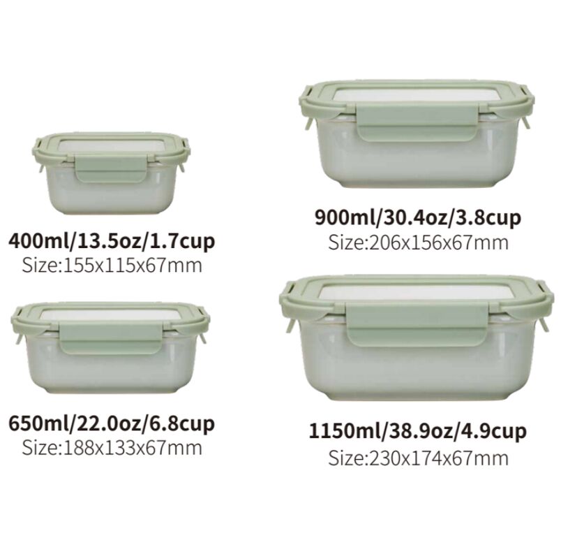 IKOO Leak-proof Microwave Safe Ceramic Food Storage Container with Glass Lid