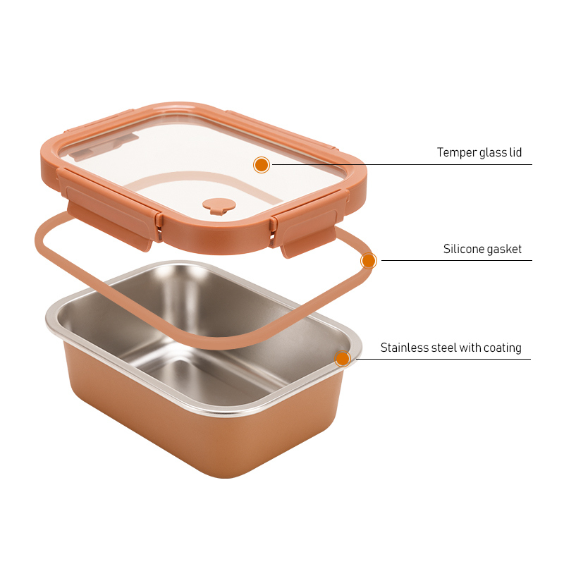 Stainless Steel Food Storage Container with Glass Lids for Meal Prep and Kitchen Storage