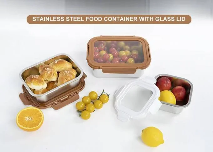 IKOO Stainless Steel Food Storage Container with Round/Square/Rectangular Shapes for Freshness Preservation and Airtight Seal 0