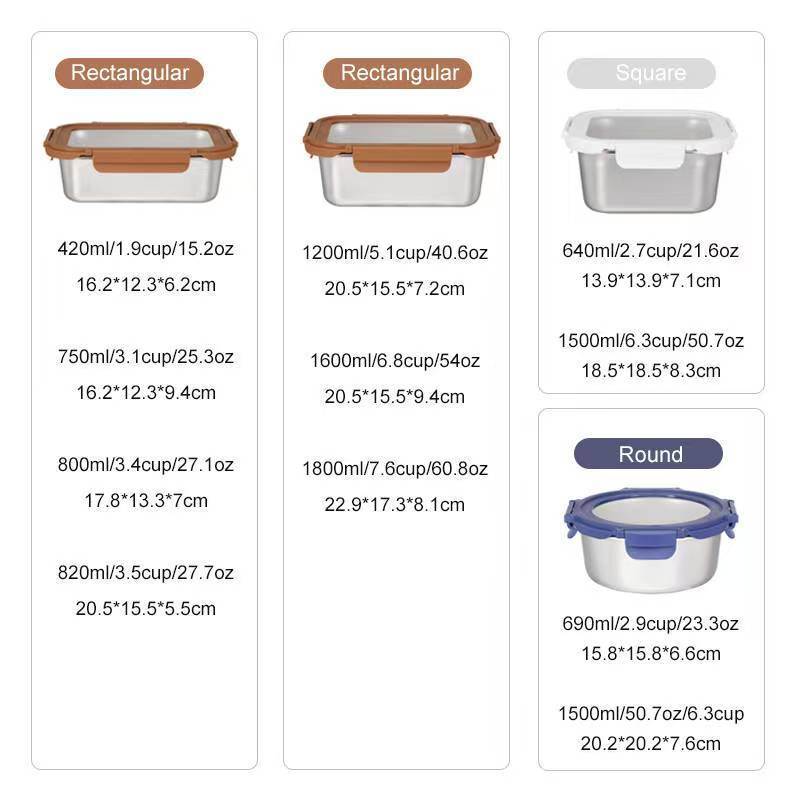 IKOO Factory 304 Stainless Steel food storage containers with lids