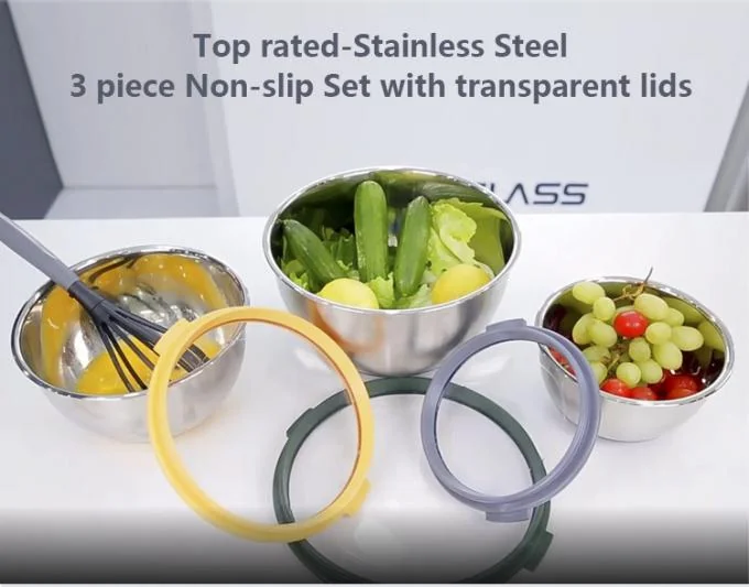 IKOO Stainless Steel Nesting Salad Bowls with Visible Lids Non-Toxic & Heavy Duty, Airtight & Easy Clean 0