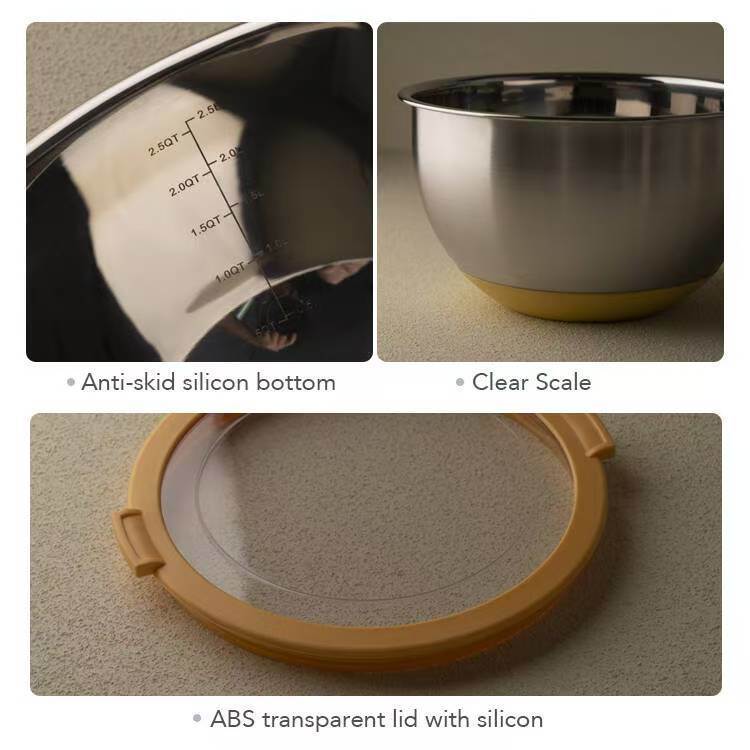 IKOO Manufacturer Stainless Steel Nesting Salad Bowls with Visible Lids