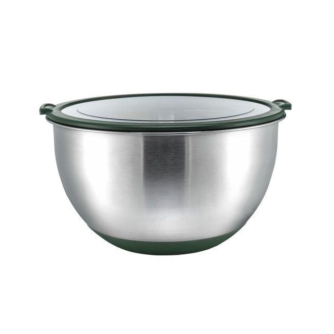 IKOO Manufacturer Stainless Steel Nesting Salad Bowls with Visible Lids