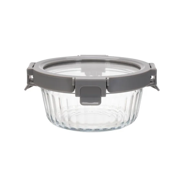 IKOO Striped Glass Food Container with Tempered Glass Lid 1