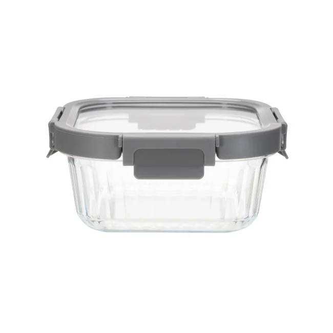 IKOO Striped Glass Food Container with Tempered Glass Lid 0