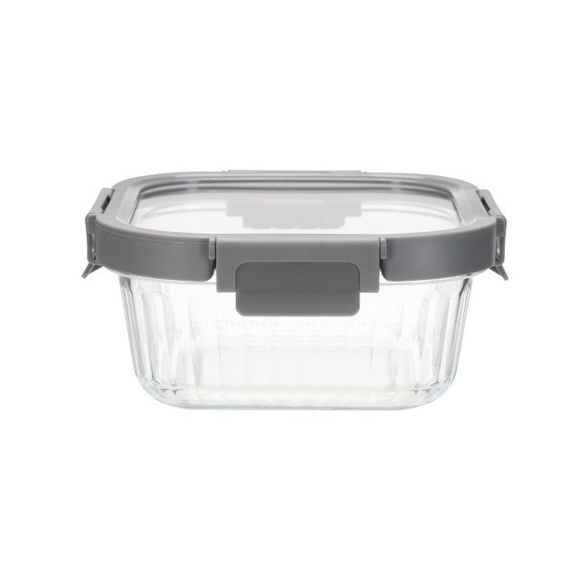 IKOO Striped Glass Food Container with Tempered Glass Lid
