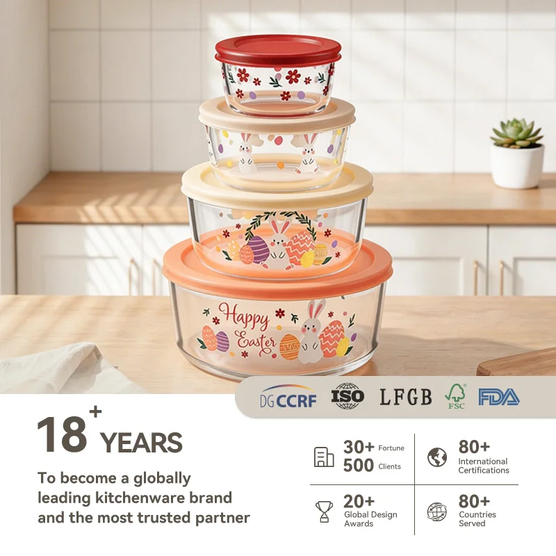 IKOO Bulk Buy Glass Food Storage Containers with Lids