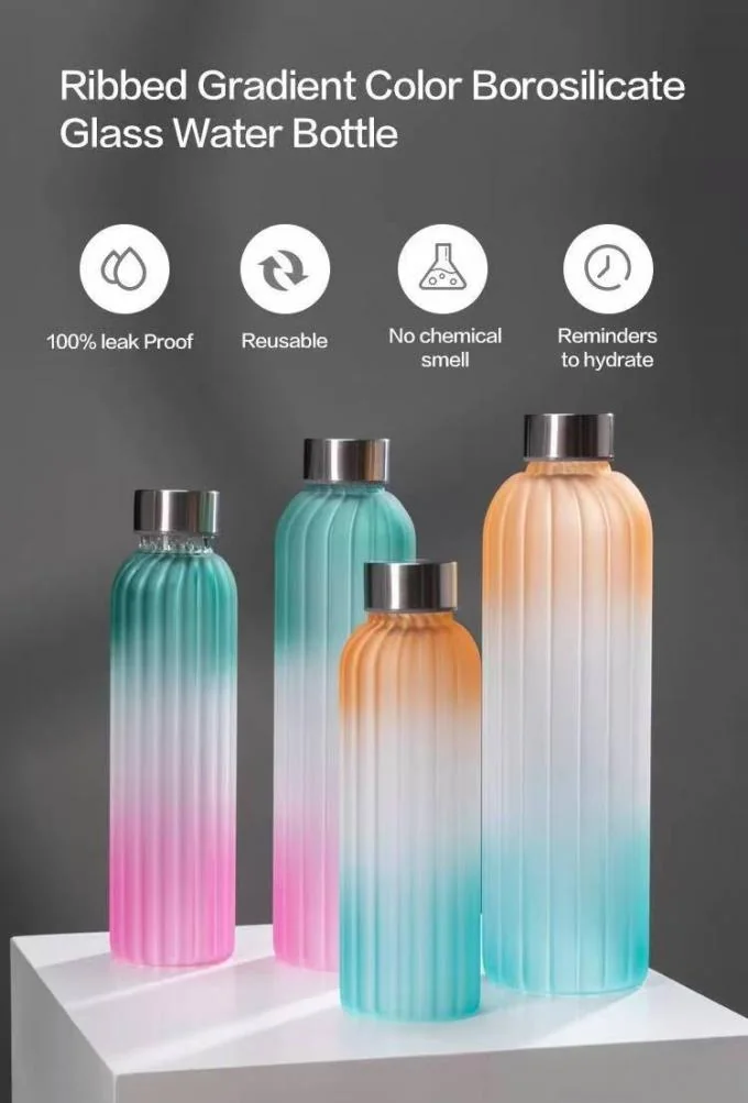 Leak-proof Airtight Lid Borosilicate Glass Water Bottle Dishwasher and Microwave Safe for Hot and Cold Beverages 0