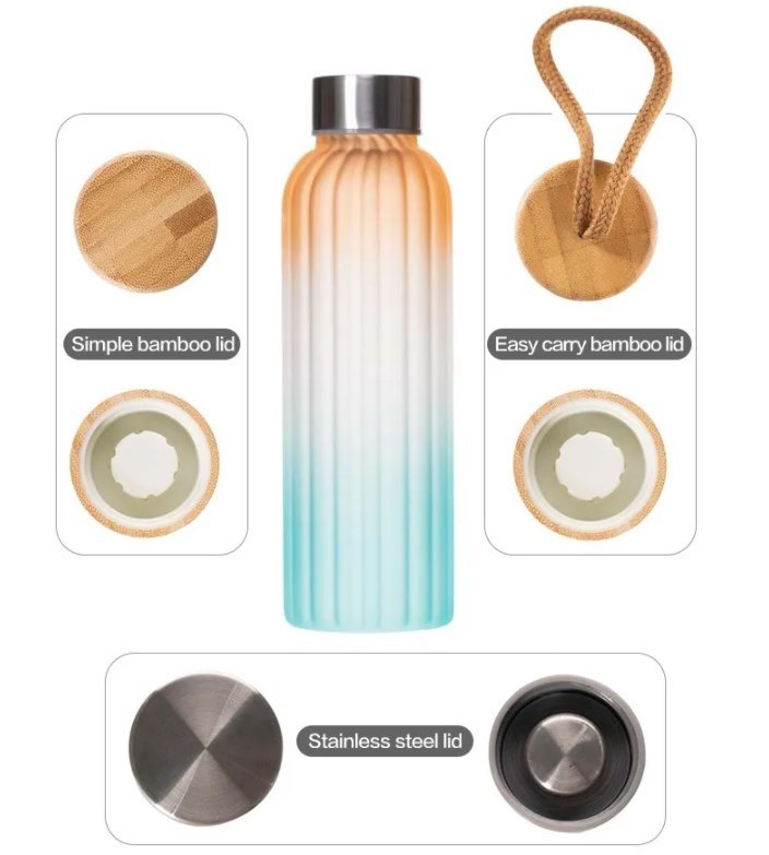 IKOO Leak-proof Borosilicate Glass Water Bottle for Hot and Cold Beverages