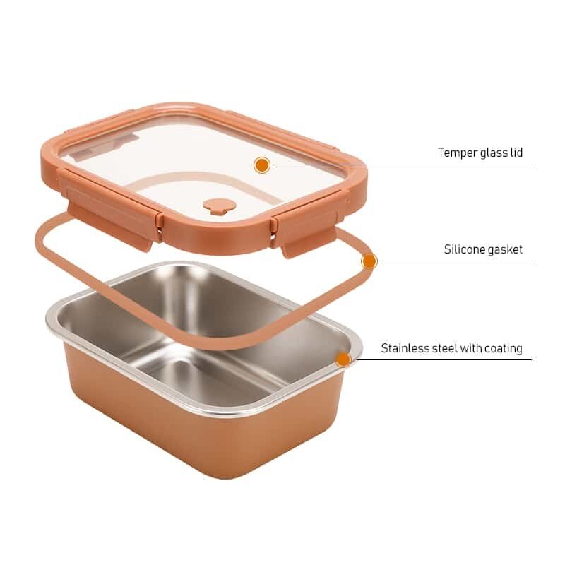 IKOO Microwavable Stainless Steel Food Storage Container with Coating