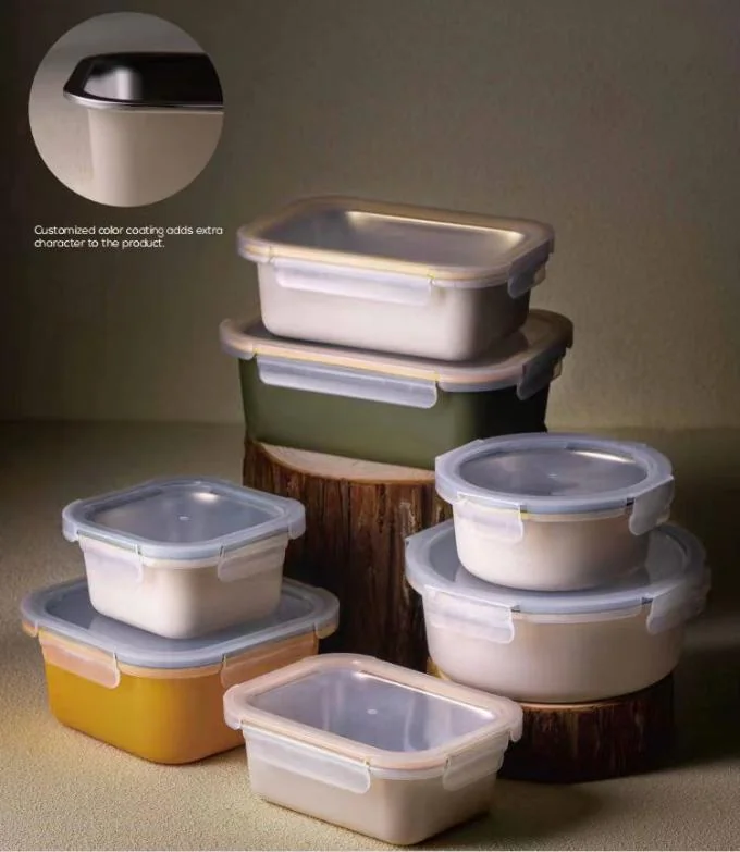 Leak-proof Stackable Dishwasher Safe Stainless Steel Food Storage Container with Airtight PP Lid 0