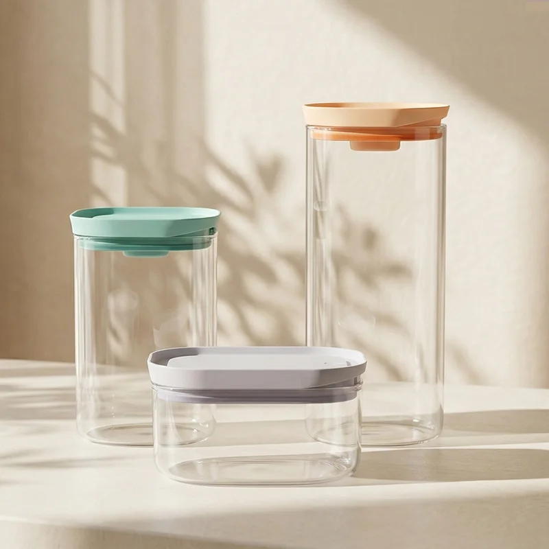 Modern Glass Food Storage Set with Easy Open Lid