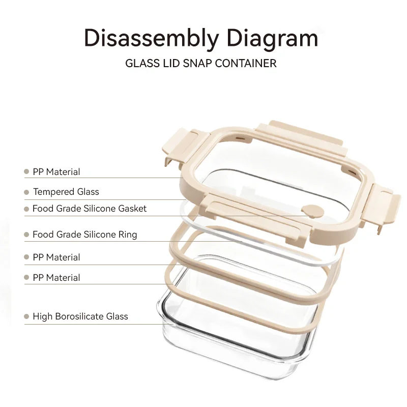 IKOO Large Capacity Airtight Glass Food Storage Container with BPA Free High Borosilicate Glass Lid