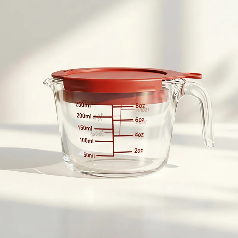 High Borosilicate Glass Measuring Cup with Lid Microwave Safe