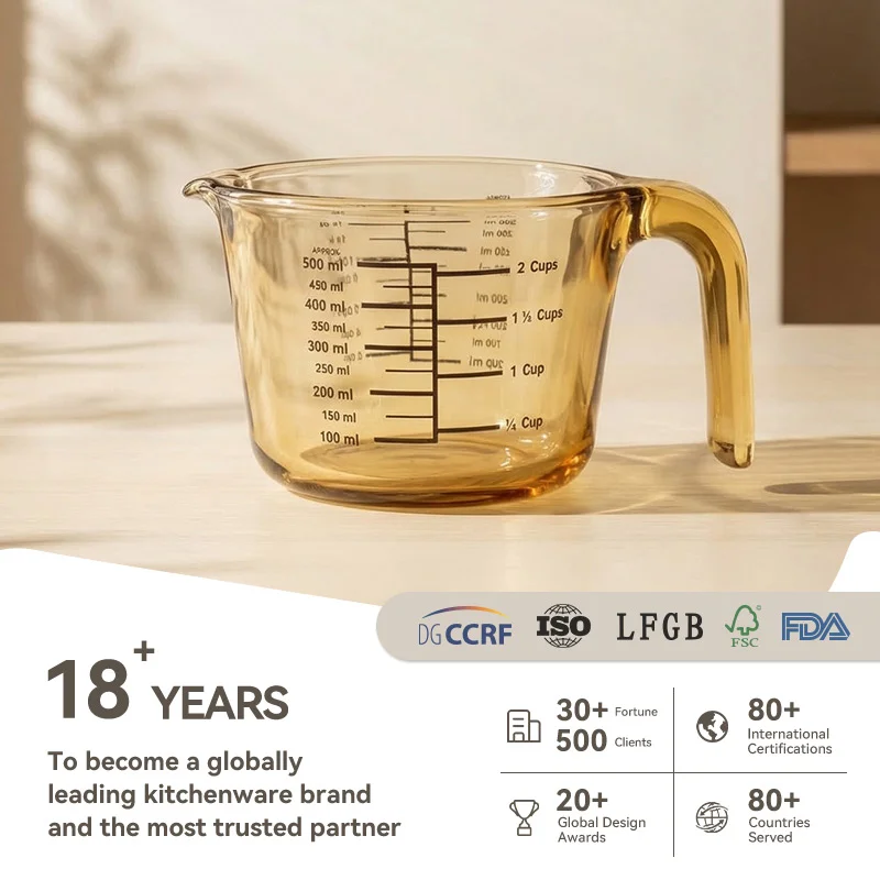 IKOO Glass Measuring Cups with Insulated handle and V-Shaped Spout
