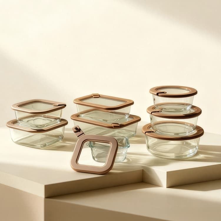 IKOO Glass Meal Prep Plastic-Free Containers with Airtight Glass Lids