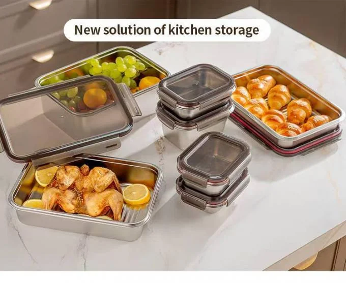Modular Stackable Stainless Steel Food Container with BPA-Free PP Lid and 260ml-1930ml Capacity 0
