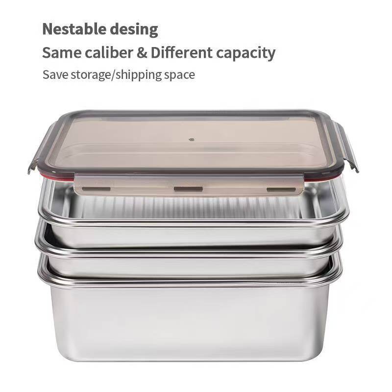 IKOO Modular Stackable Stainless Steel Food Container with Snap Locking Lid