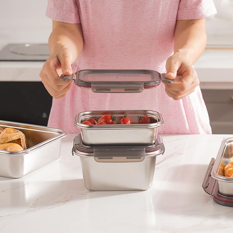 IKOO Modular Stackable Stainless Steel Food Container with Snap Locking Lid