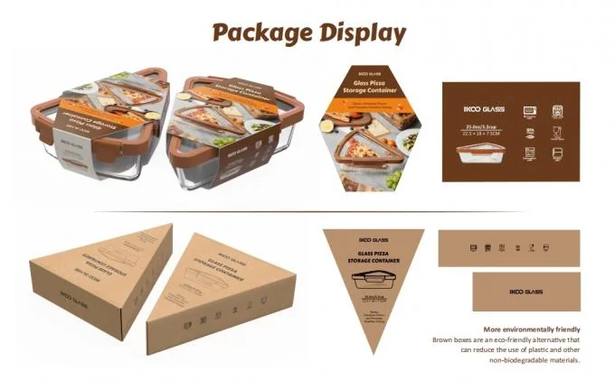Multifunctional 25oz Capacity Triangle Glass Pizza Storage Container for Food Storage 3
