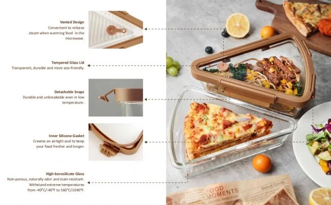 Multifunctional 25oz Capacity Triangle Glass Pizza Storage Container for Food Storage 0