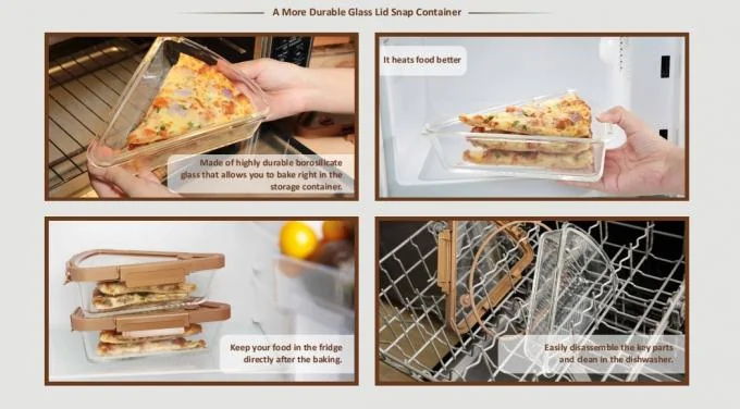 Multifunctional 25oz Capacity Triangle Glass Pizza Storage Container for Food Storage 2