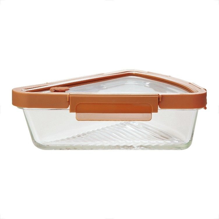 Multifunctional 25oz Capacity Triangle Glass Pizza Storage Container for Food Storage