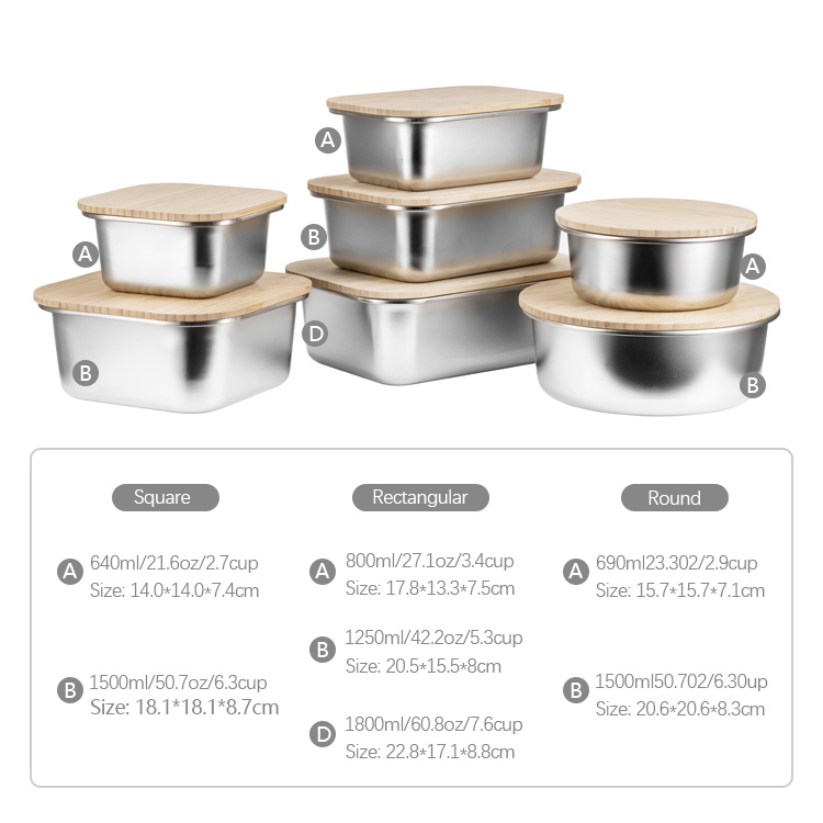 IKOO BPA-Free Dishwasher Safe Stainless Steel Lunch Box with Bamboo Lid