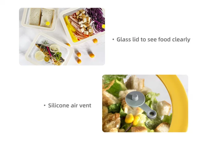 Oven Safe Dishwasher Safe Freezer Safe Glass Food Storage Container with Silicone Framed Glass Lid 0