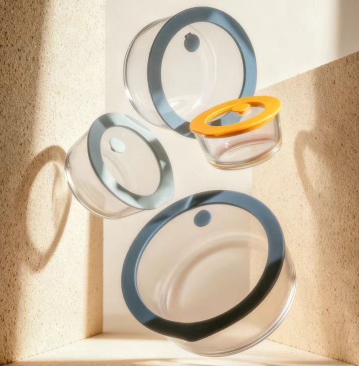 Oven Safe Dishwasher Safe Freezer Safe Glass Food Storage Container with Silicone Framed Glass Lid