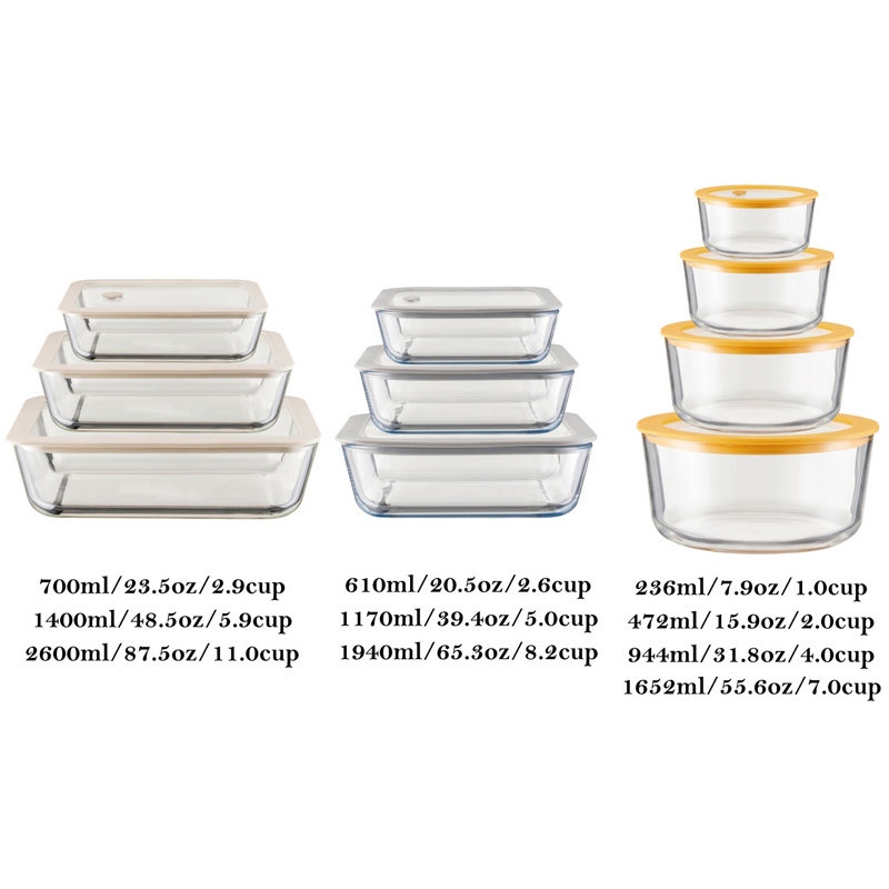 Oven Safe Dishwasher Safe Freezer Safe Glass Food Storage Container with Silicone Framed Glass Lid